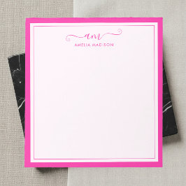 Flickigt monogram manus Vibrant rosa Anteckningsblock