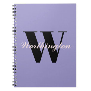Flickigt monogram och namn lila anteckningsbok
