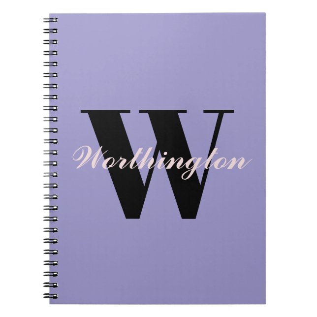 Flickigt monogram och namn lila  anteckningsbok (Framsidan)