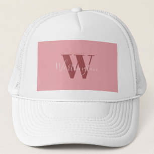 Flickigt monogram och namn rosa rodnad röd keps