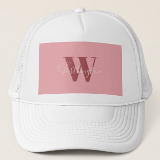 Flickigt monogram och namn rosa rodnad röd keps