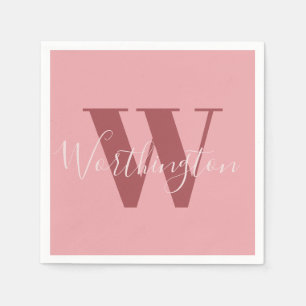Flickigt monogram och namn rosa rodnad röd pappersservett