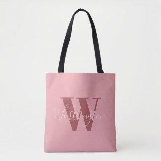 Flickigt monogram och namn rosa rodnad röd tygkasse