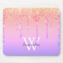 Flickigt Regnbågsglitter Glänsande Dropar Monogram