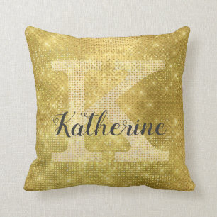 Flickigt rik guld glitter glam glitter monogramnam kudde