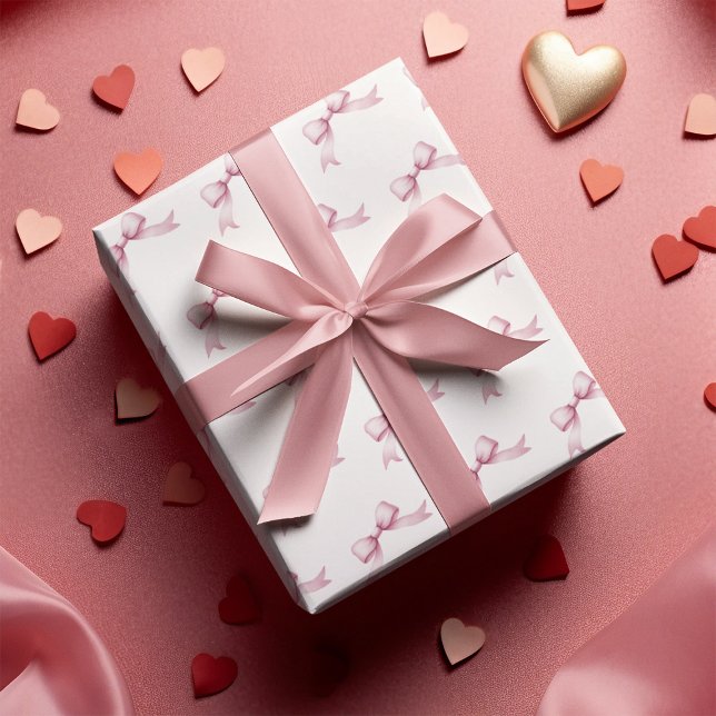 Flickigt Rosa Band  Presentpapper (Girly Pink Bow Wrapping Paper)