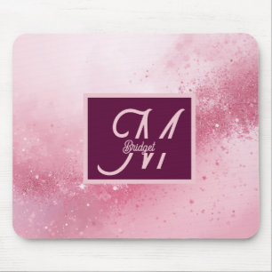 Flickigt rosa feminint abstrakt marmorerat glitter musmatta