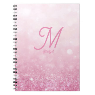 Flickigt rosa feminint glitter abstrakt gradient anteckningsbok