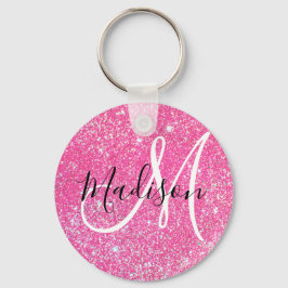 Flickigt rosa glitter glitter monogramnamn nyckelring