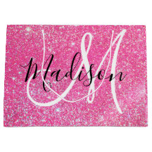 Flickigt Rosa Glitter Gnistrar Monogram Namn