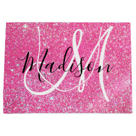 Flickigt Rosa Glitter Gnistrar Monogram Namn