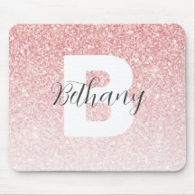 Flickigt Rosa Glitter Gnistrar Monogram Namnskrift