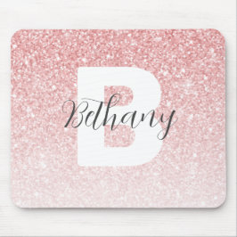 Flickigt Rosa Glitter Gnistrar Monogram Namnskrift Musmatta