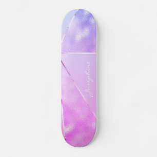 Flickigt rosa glitter modernt namn personligt cool mini skateboard bräda 18,5 cm
