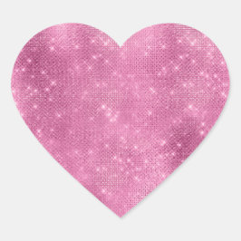 Flickigt rosa glittergnistrande hjärtformat klistermärke