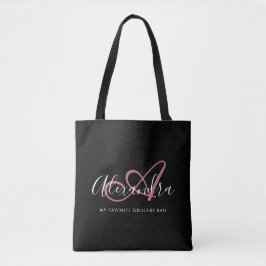 Flickigt Rosa Guld Elegant Namnmonogram i Script-s Tygkasse