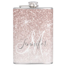 Flickigt Rosa Guld Glitter Monogram Henfest