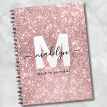 Flickigt Rosa Guld Rödfärg Glitter Monogram