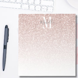 Flickigt Rosa Guld Rouge Rosa Glitter Förnamn Anteckningsblock