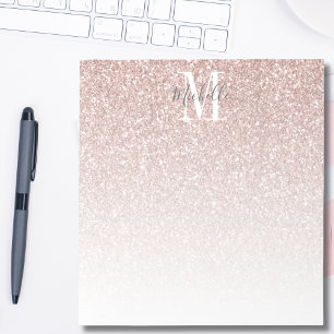 Flickigt Rosa Guld Rouge Rosa Glitter Förnamn Anteckningsblock