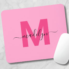 Flickigt Rosa Monogram Namnskrift Musmatta