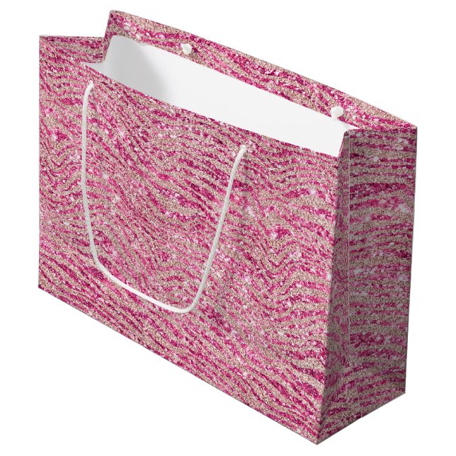 Flickigt rosa och rosaglitter sebra födelsedag (Framsidan Vinklad)