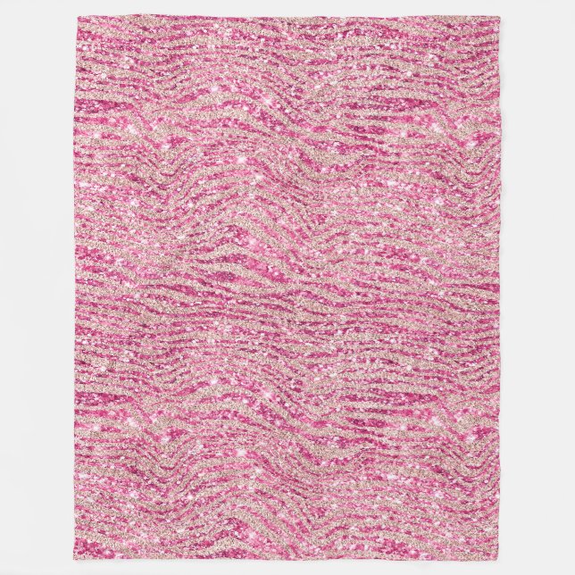 Flickigt rosa och rosaglitter zebra fleecefilt (Framsidan)