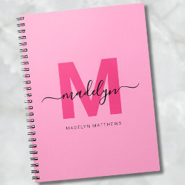 Flickigt Rosa Personligt Initialt Monogram Namn Anteckningsbok