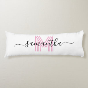 Flickigt signatur namn Ljus rosa retro monogram Kroppskudde