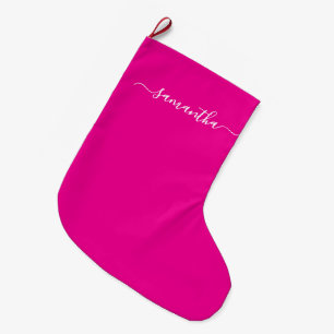 Flickigt signaturnamn Hot Pink Stor Julstrumpa