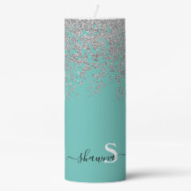 Flickigt silver och turkost monogram akvamarint gn