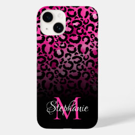 Flickigt svart varmt rosa leopard-ombré-monogram
