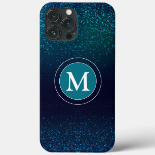 Flickigt teal glitter gnistrande monogram