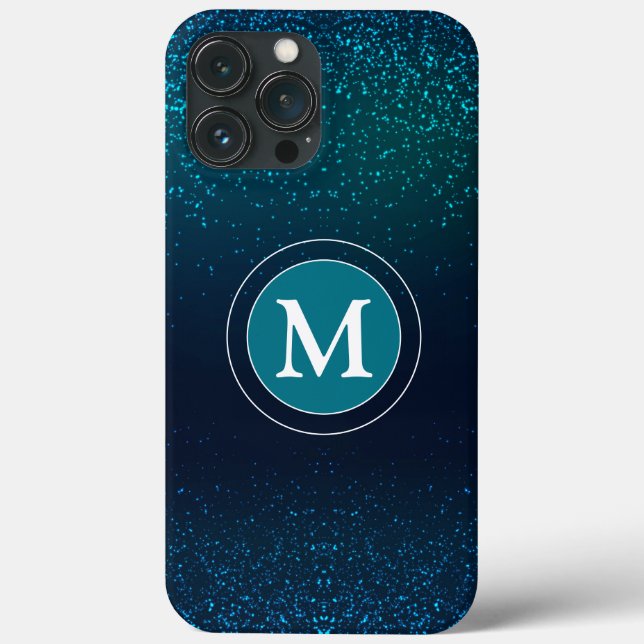 Flickigt teal glitter gnistrande monogram (Baksida)