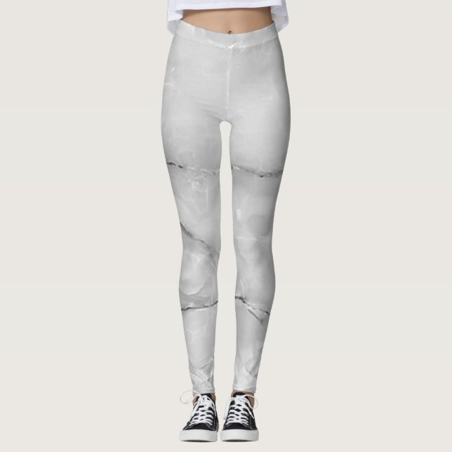 Flickigt trendig grå marmorerad textur leggings (Framsida)