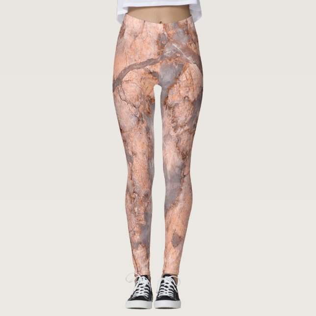 Flickigt trendig marmorerad stentextur leggings (Framsida)