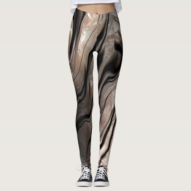 Flickigt trendig marmorerad textur leggings (Framsida)