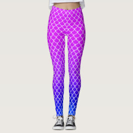 Flickigt varmt rosa lila gradient sjöjungfrufjäll  leggings