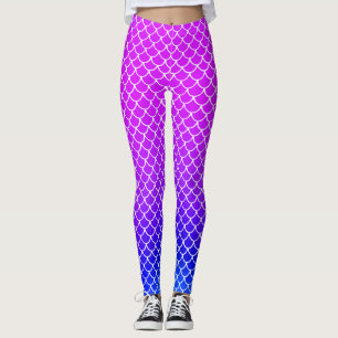 Flickigt varmt rosa lila gradient sjöjungfrufjäll leggings