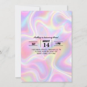 Flickigt Vibrerande Pastell Holografisk Virveldesi Inbjudningar