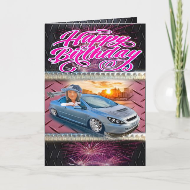 Flickkapplöpare med födelsedagskort kort (Framsida)