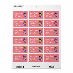 Flickkattlejon namn skoletiketter bok adressetikett