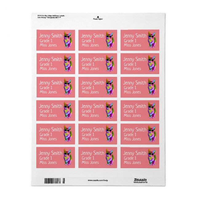 Flickkattlejon namn skoletiketter bok adressetikett (Helt Ark)