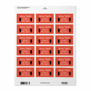 Flickkattlejon namn skoletiketter bok adressetikett