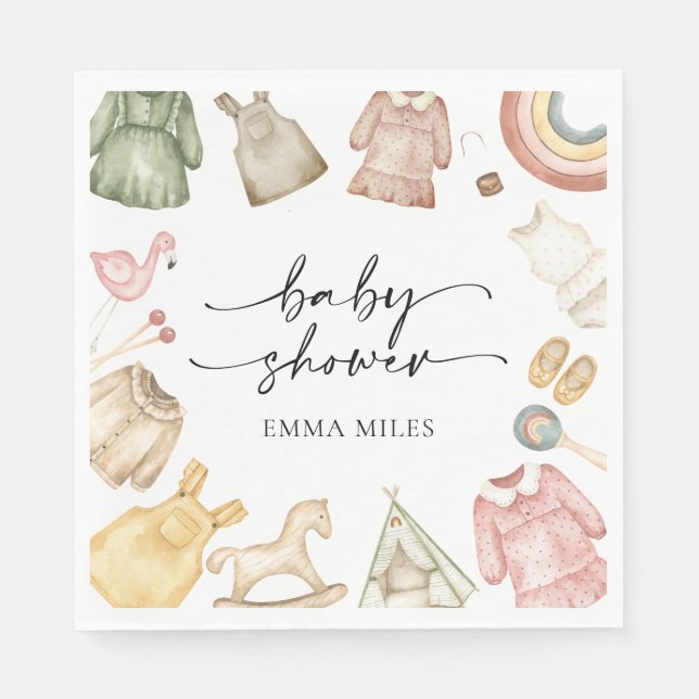 Flickkläder Babyskor Napkins Pappersservett (Framsidan)