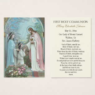Flickkommunion katolsk minneskort Holy Card Visitkort
