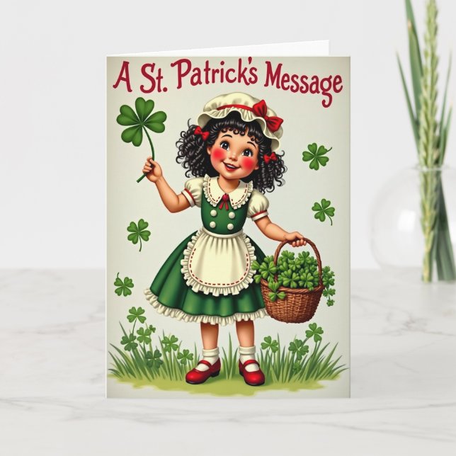 Flickkort med Shamrock-flicka Kort (Framsida)