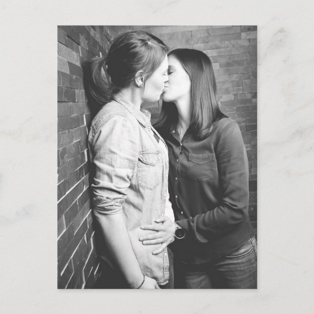 Flickkyss Black and White Photo Vykort (Framsida)