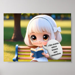 Flickläsande Bok, feministiskt tema Poster
