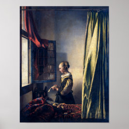 Flickläsning Brev efter öppet fönster | Vermeer | Poster